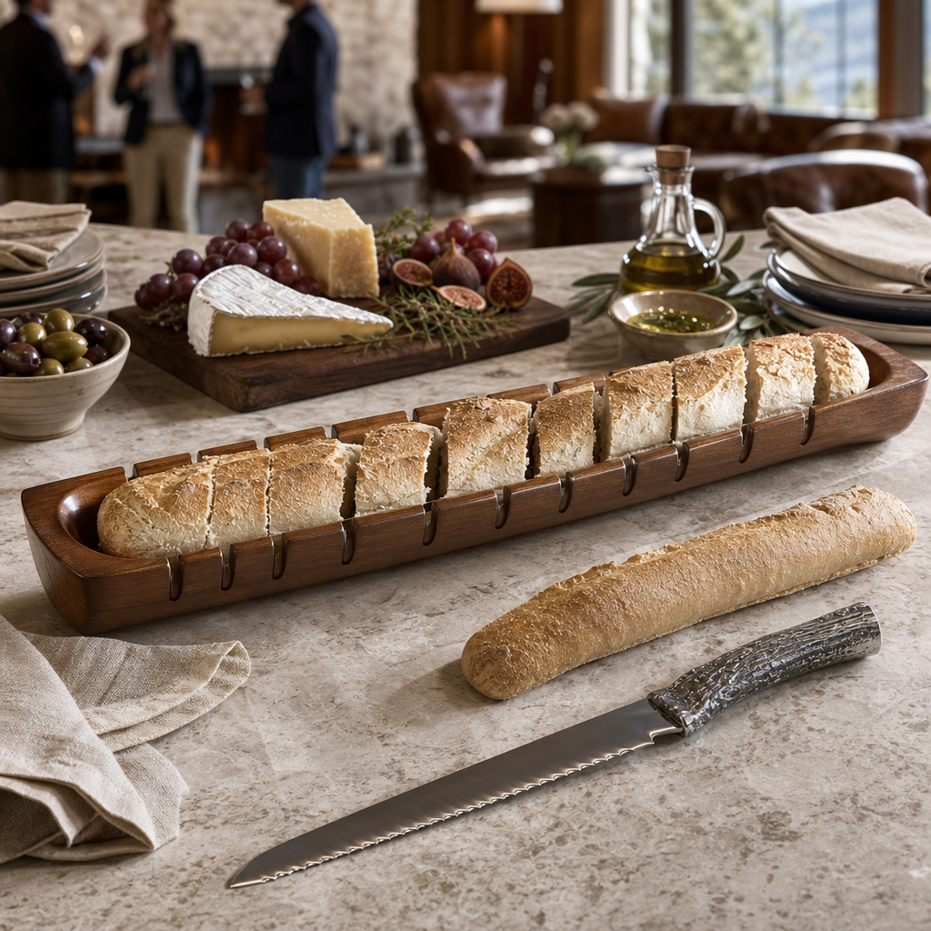 Baguette Board with Antler Bread Knife 9