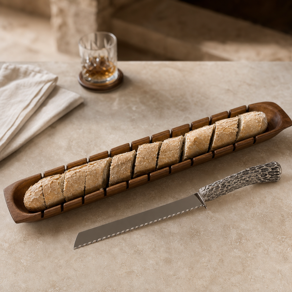 Baguette Board with Antler Bread Knife 5