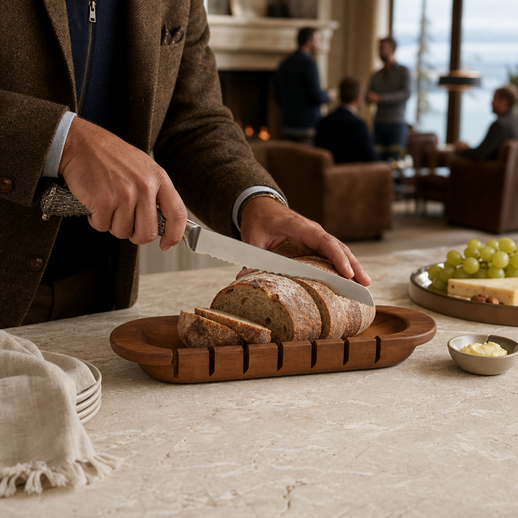 Oval Bread Board with Antler Knife 3