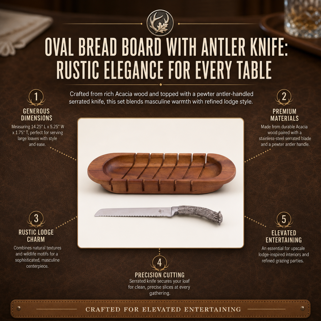 Oval Bread Board with Antler Knife 4