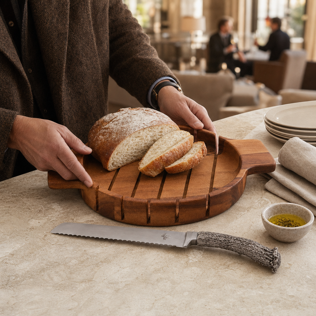 Round Bread Board with Antler Knife 5