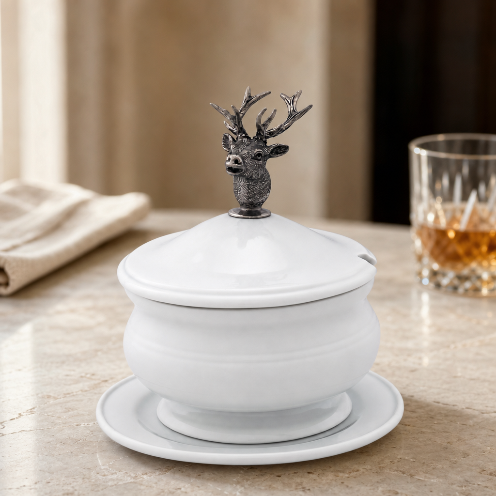 Elk Bust Porcelain Lidded Bowl 2