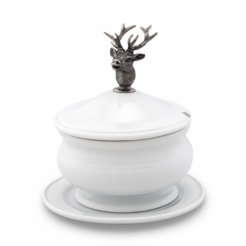 Elk Bust Porcelain Lidded Bowl 1