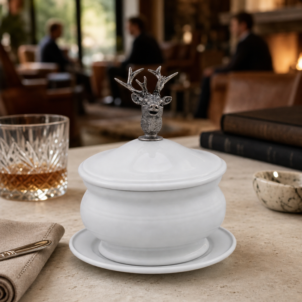 Elk Bust Porcelain Lidded Bowl 7