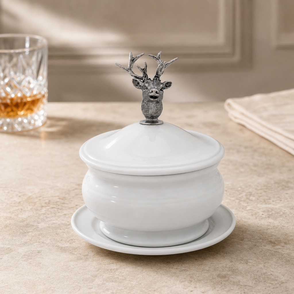 Elk Bust Porcelain Lidded Bowl 3
