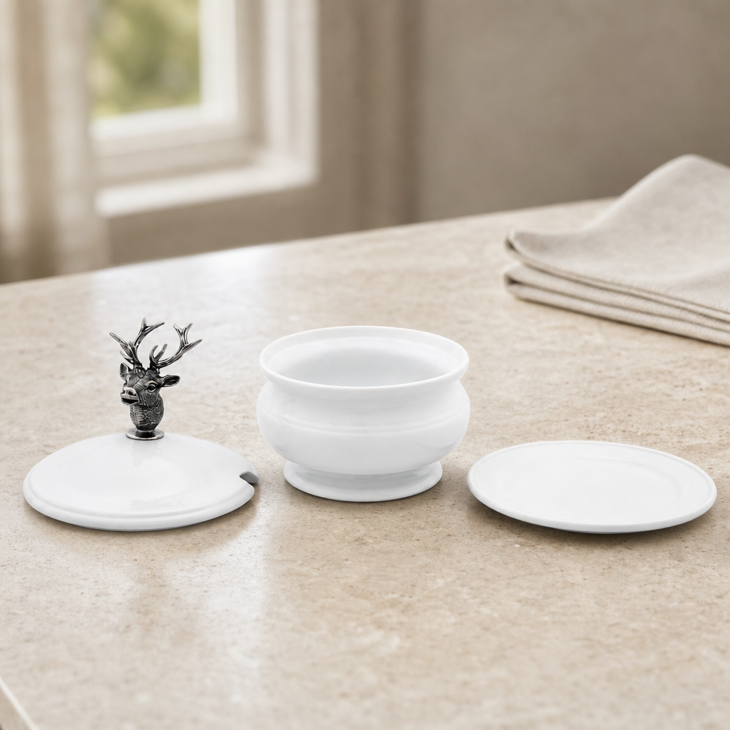 Elk Bust Porcelain Lidded Bowl 4