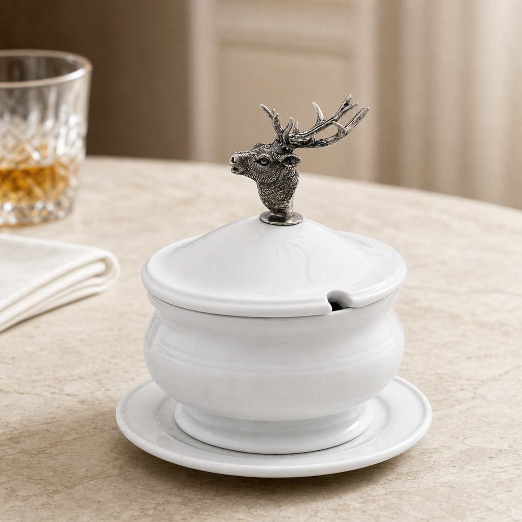 Elk Bust Porcelain Lidded Bowl 5