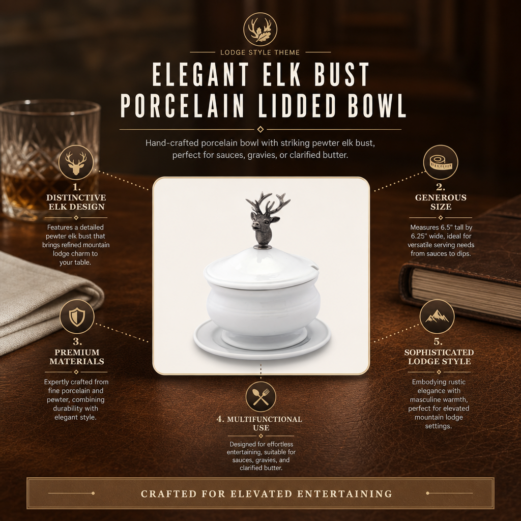 Elk Bust Porcelain Lidded Bowl 11