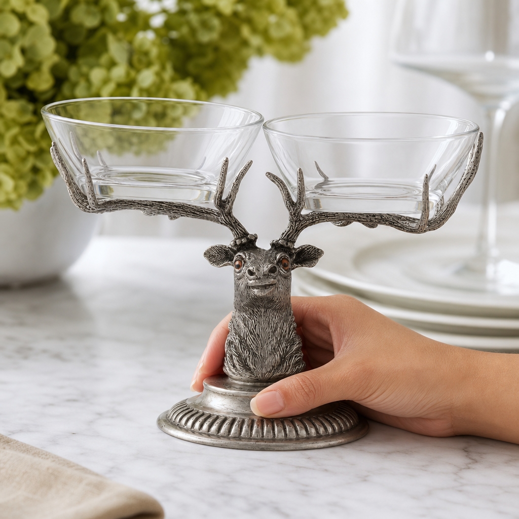 Stag Head Double Condiment Bowl 10
