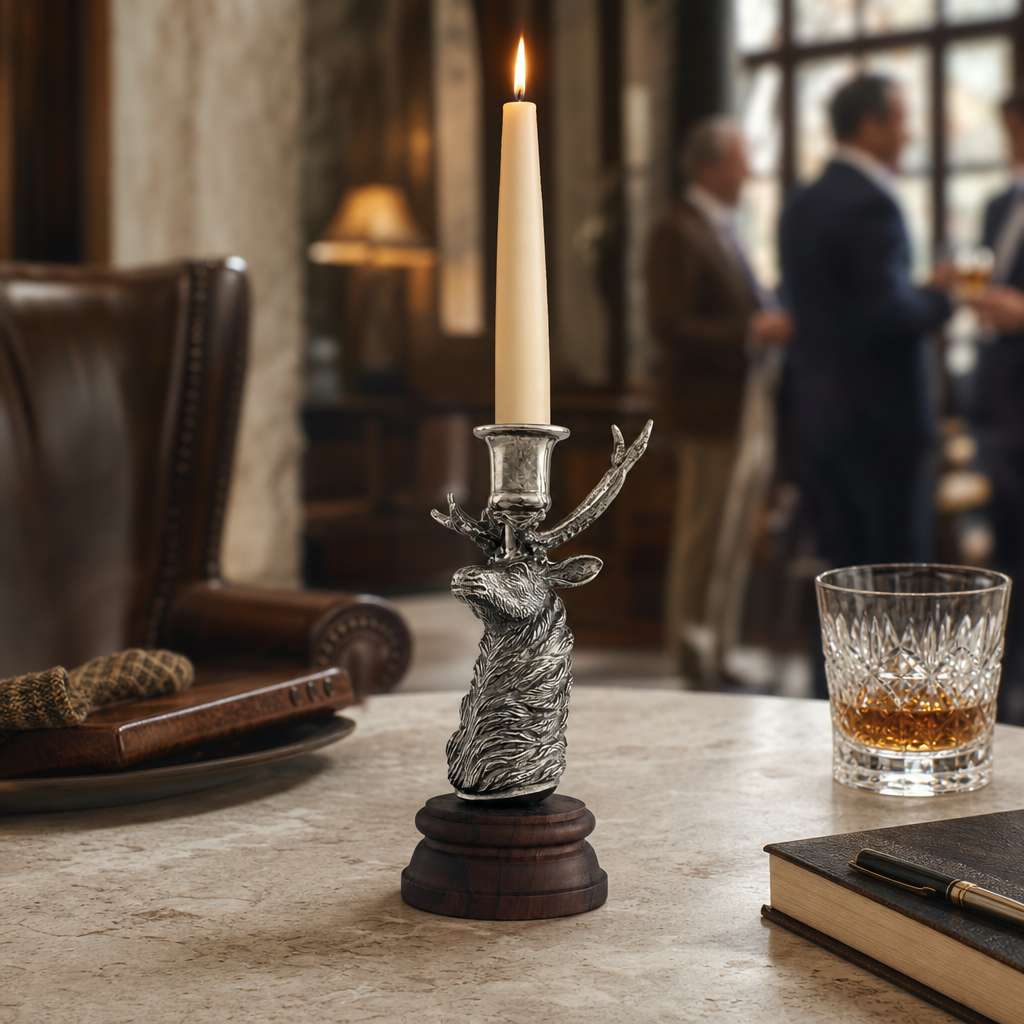 Pewter Elk 1 Taper Candlestick 6