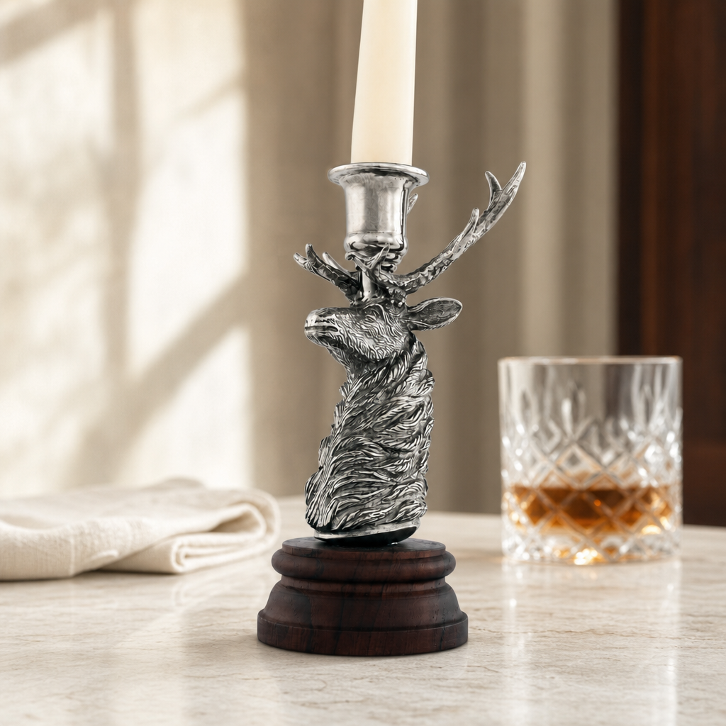 Pewter Elk 1 Taper Candlestick 1