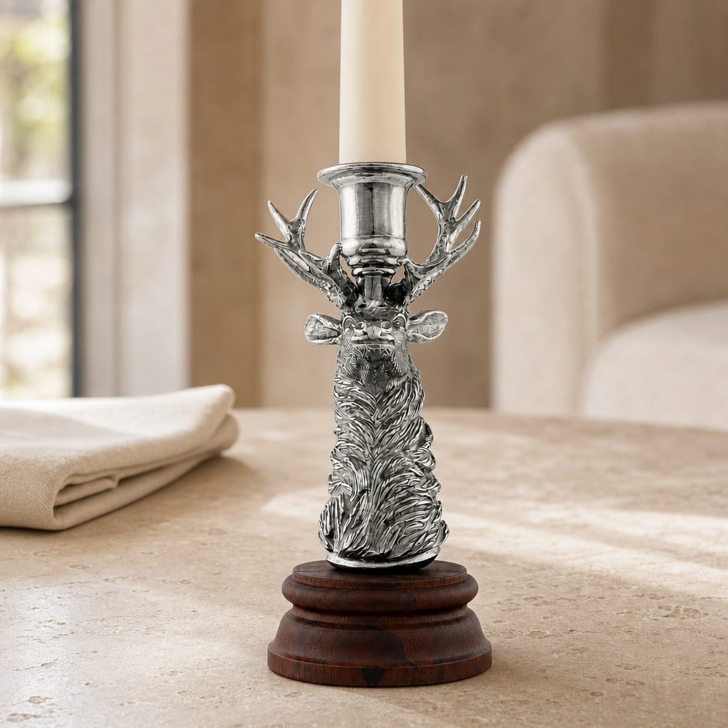 Pewter Elk 1 Taper Candlestick 3