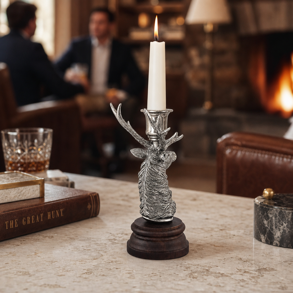 Pewter Elk 1 Taper Candlestick 8