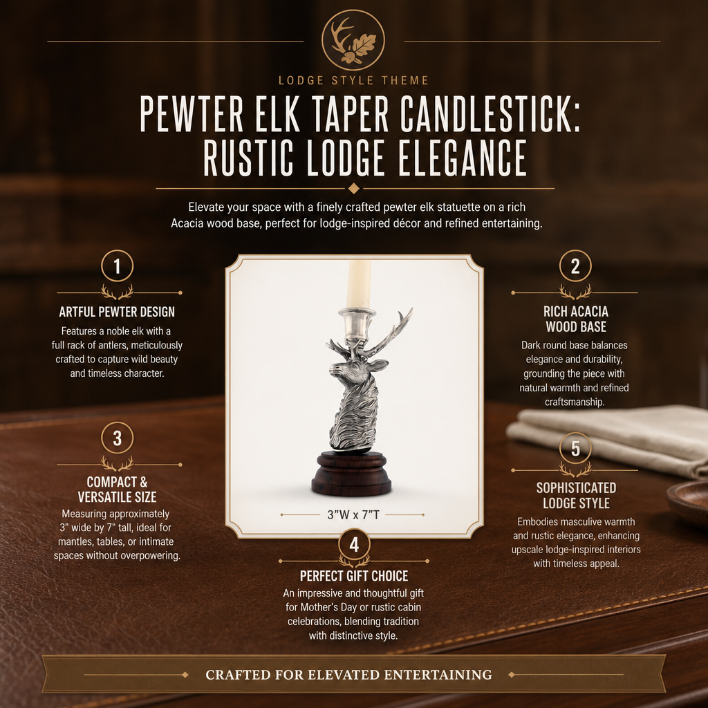 Pewter Elk 1 Taper Candlestick 11