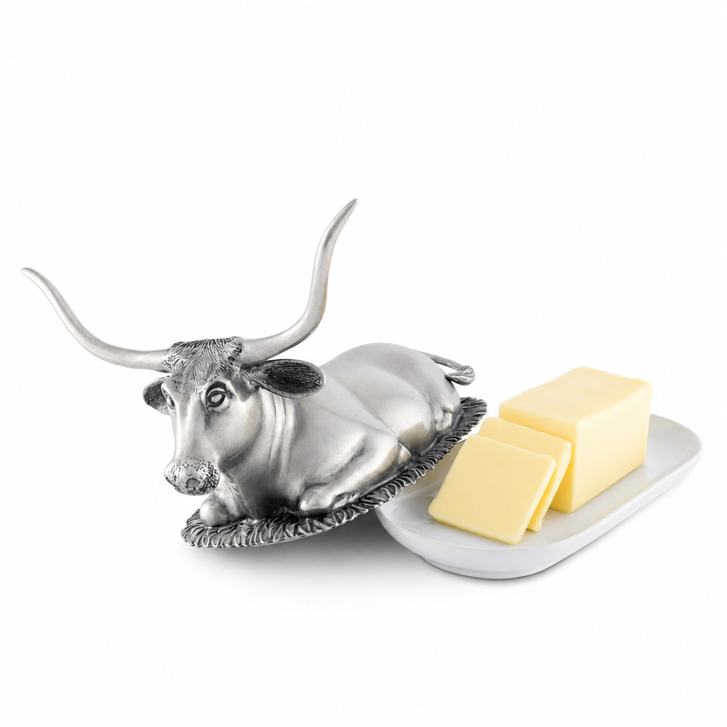 Pewter Longhorn Steer Butter Dish 1