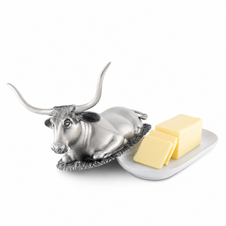 Pewter Longhorn Steer Butter Dish