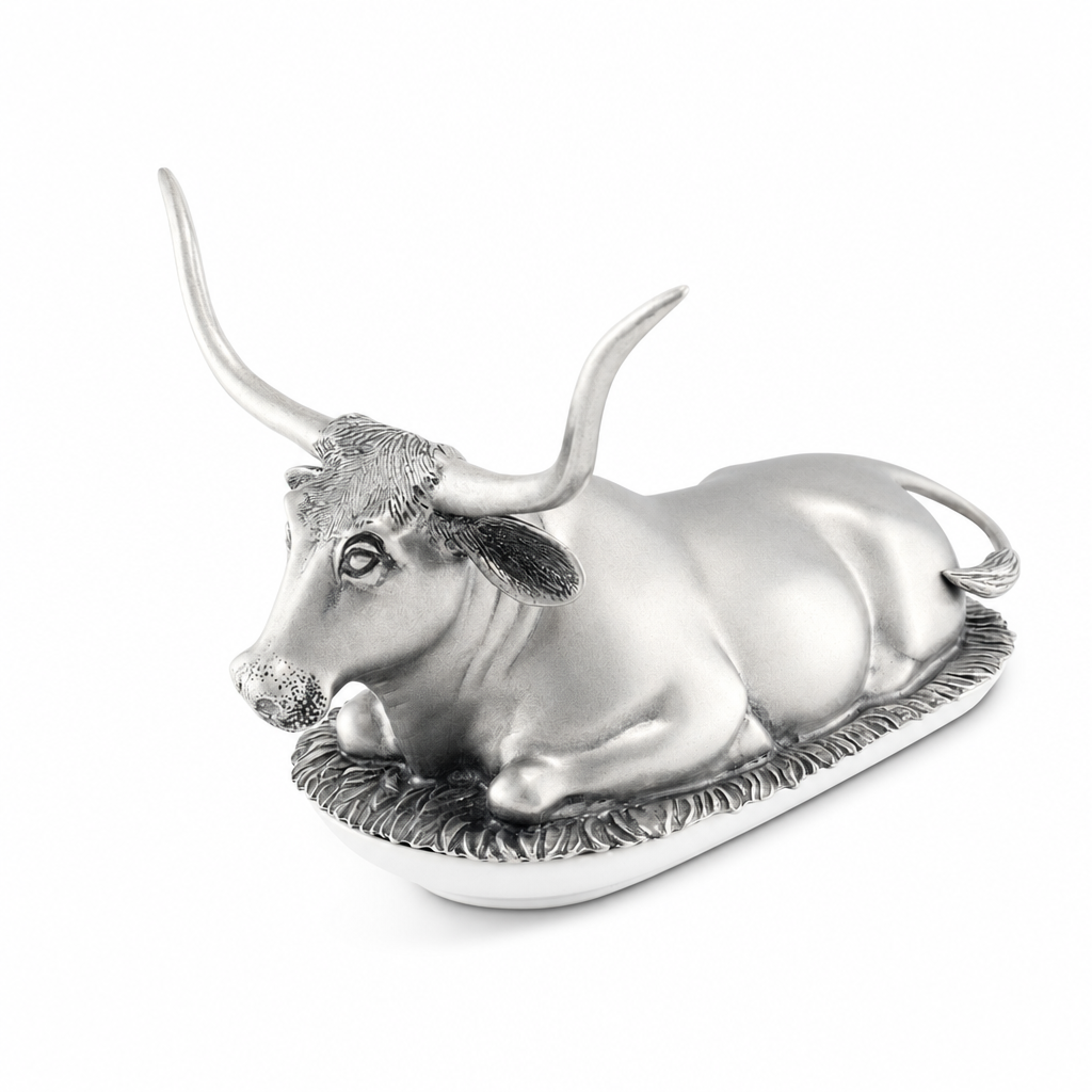 Pewter Longhorn Steer Butter Dish 11