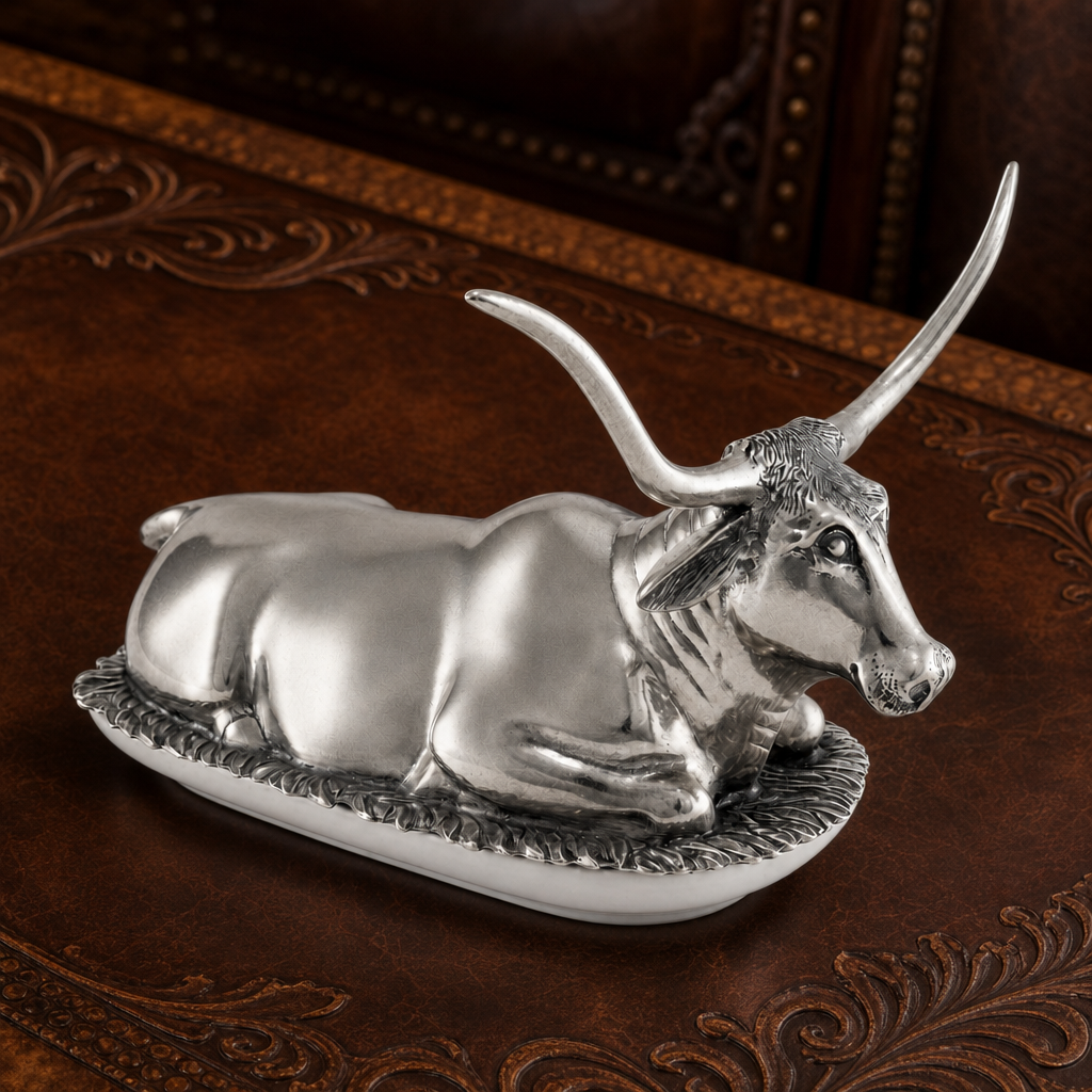 Pewter Longhorn Steer Butter Dish 5