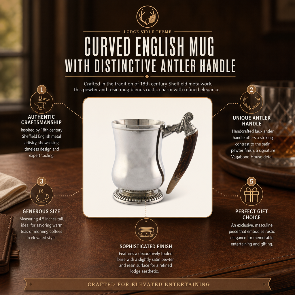 Curved English Mug with Distinctive Antler Handle