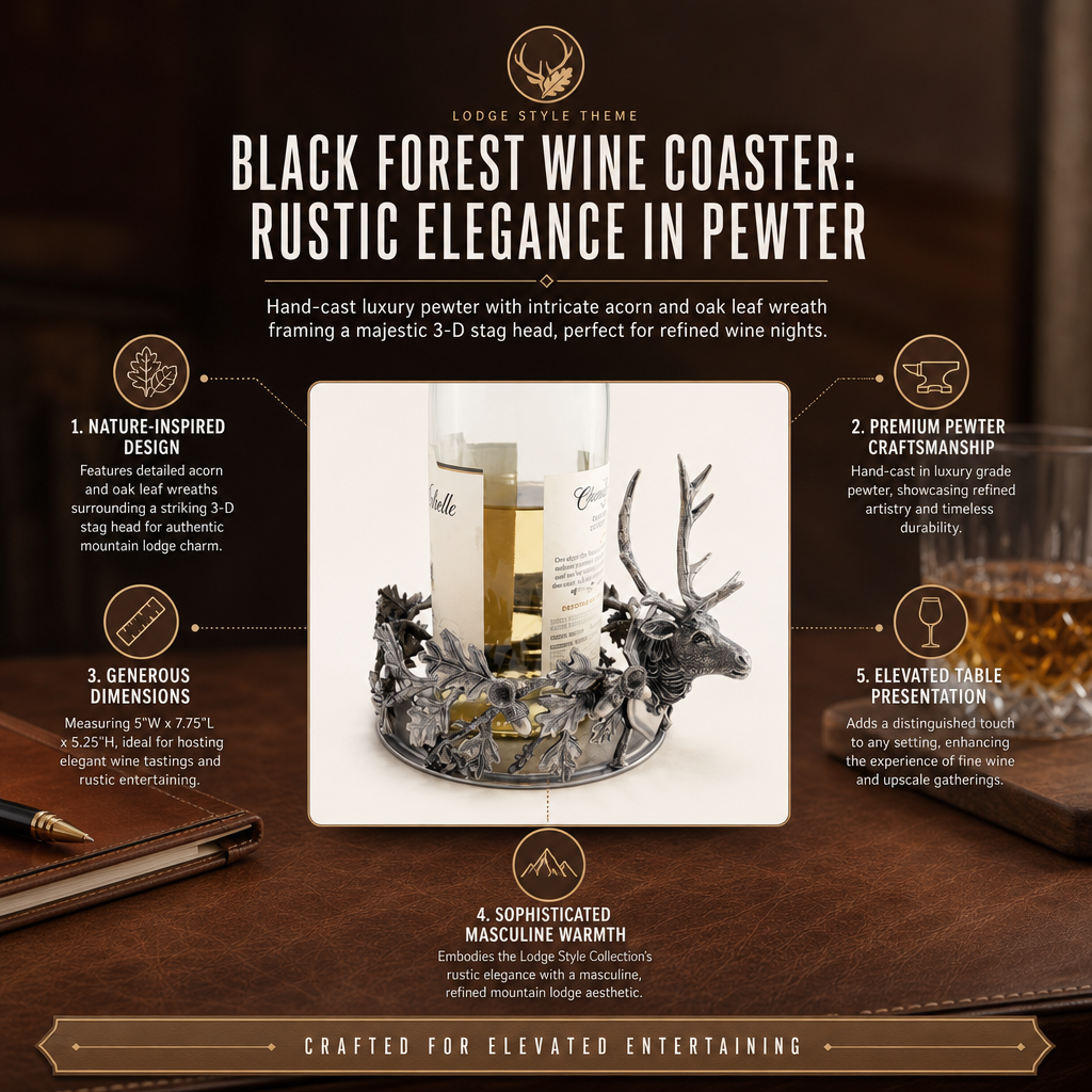 Black Forest Wine Coaster: Rustic Elegance in Pewter