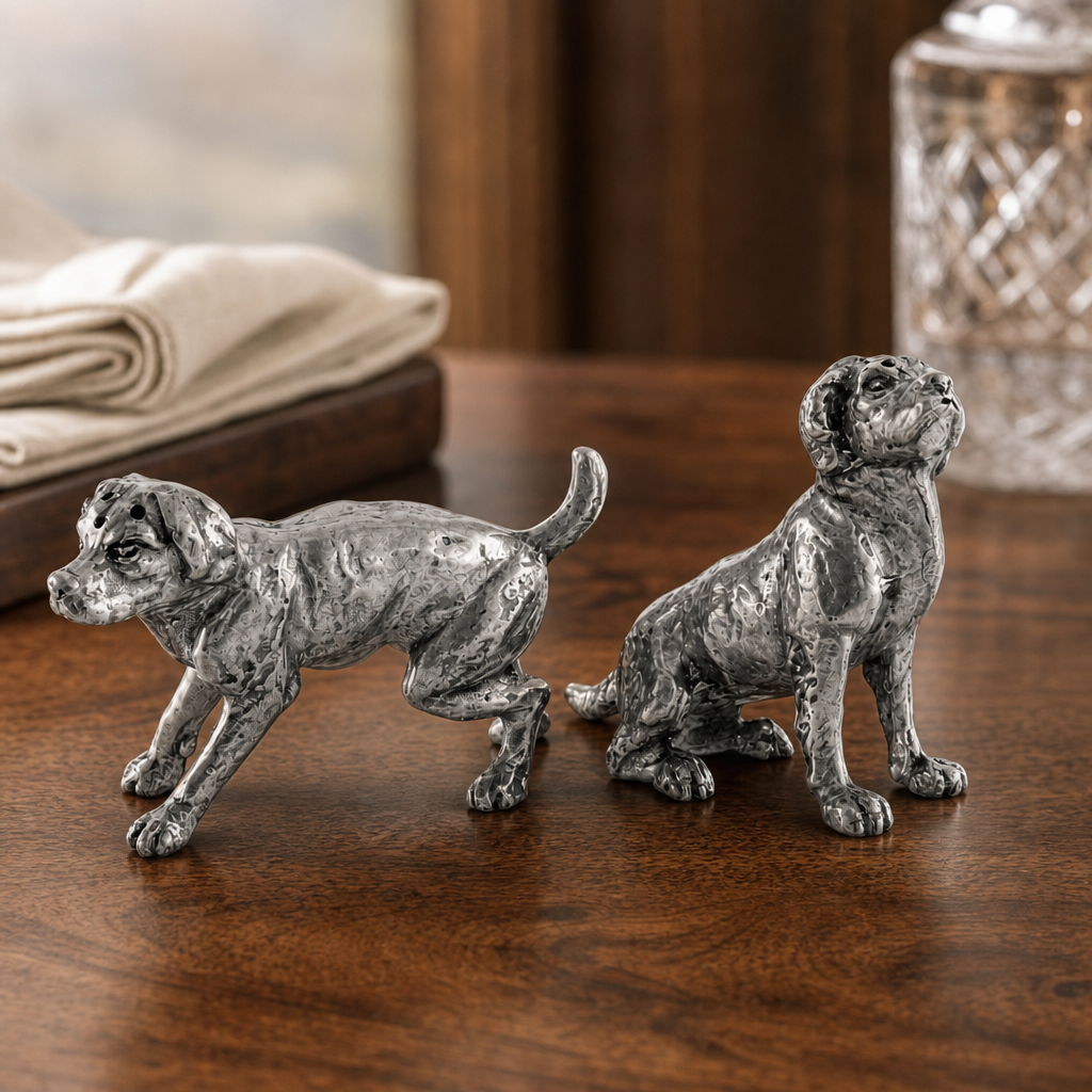 Pewter Spaniel Salt & Pepper Set 1
