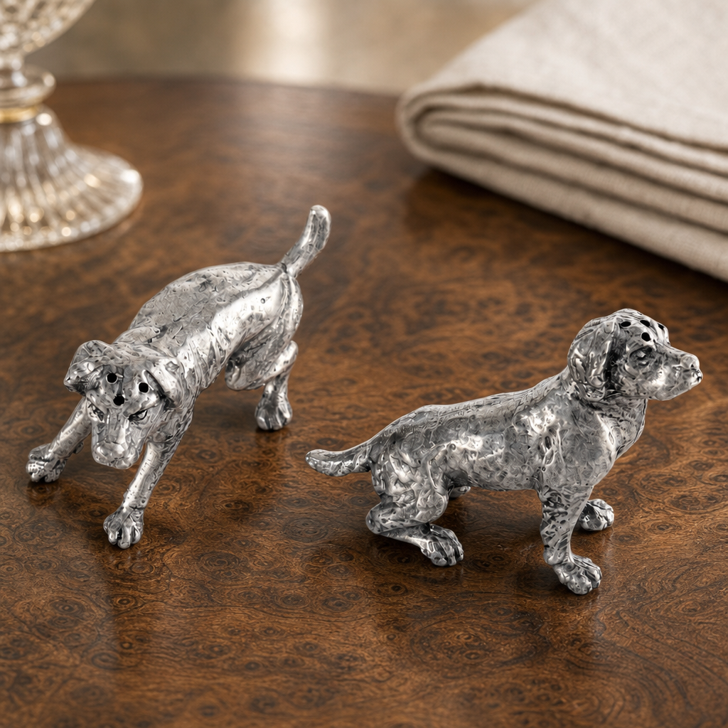 Pewter Spaniel Salt & Pepper Set 3