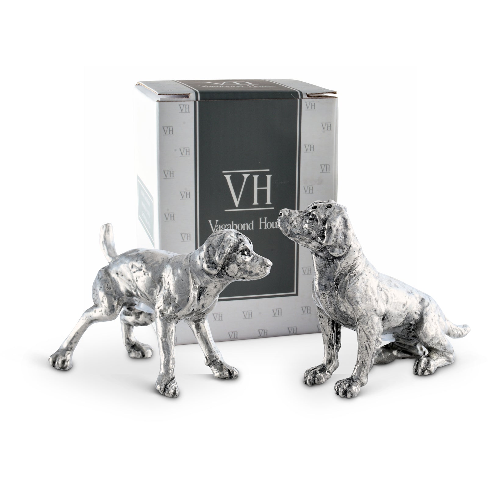 Pewter Spaniel Salt & Pepper Set 10