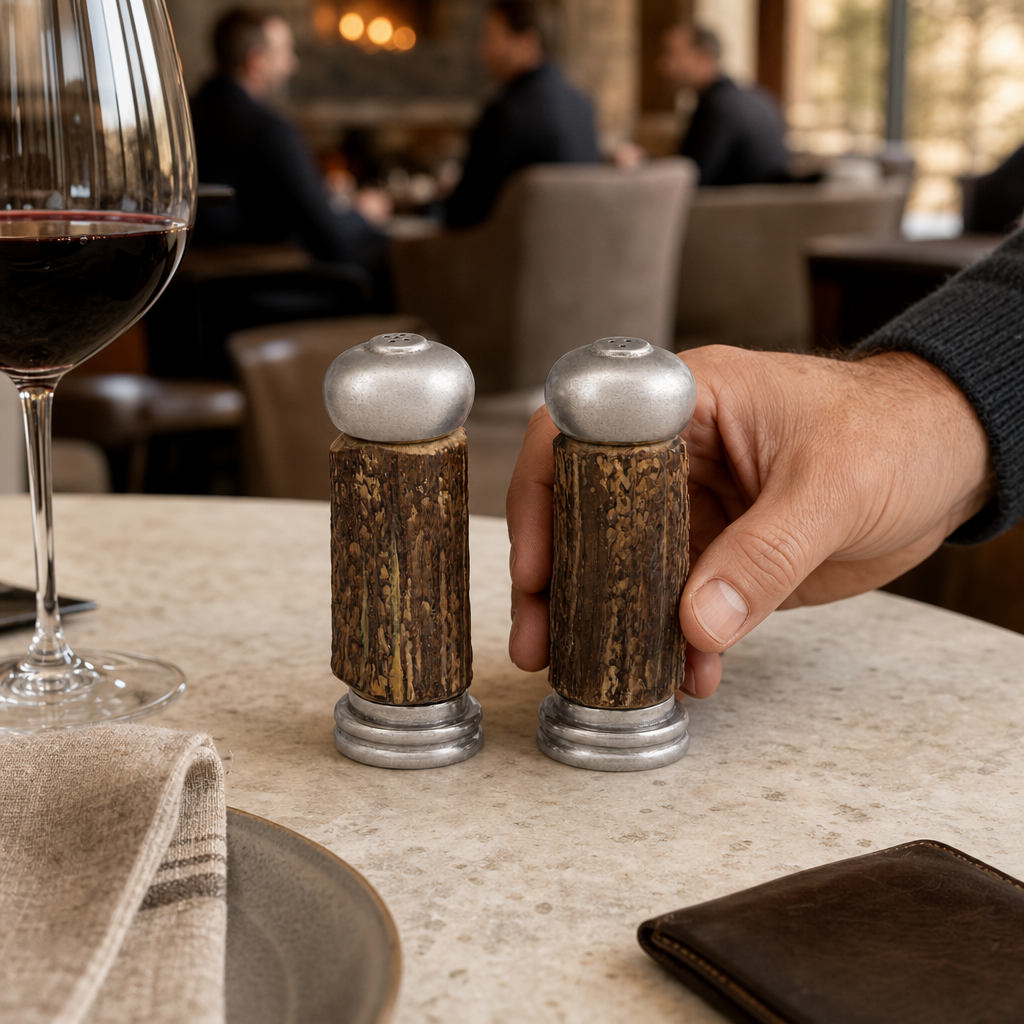 Antler with Pewter Salt & Pepper Set 4