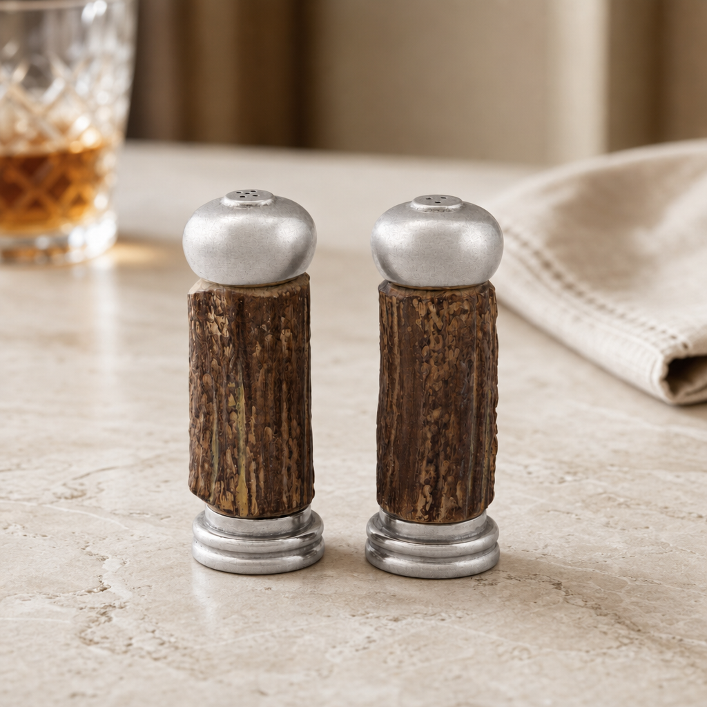 Antler with Pewter Salt & Pepper Set 2