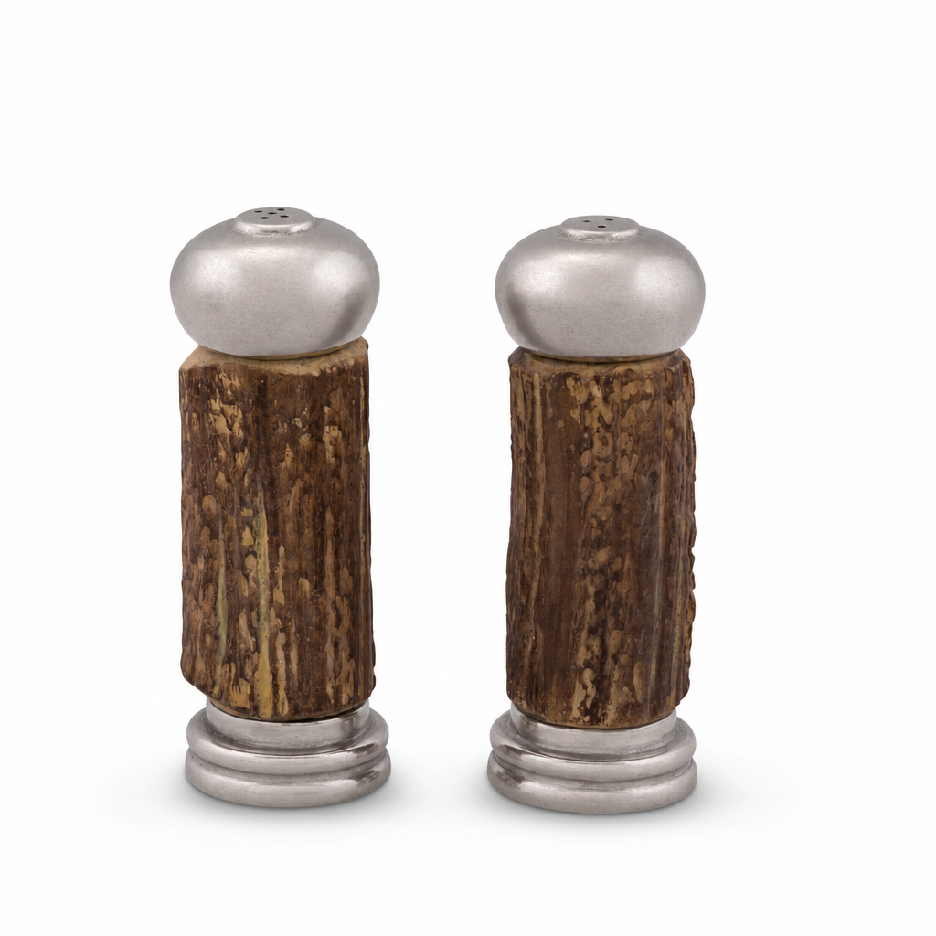Antler with Pewter Salt &amp; Pepper Set 1
