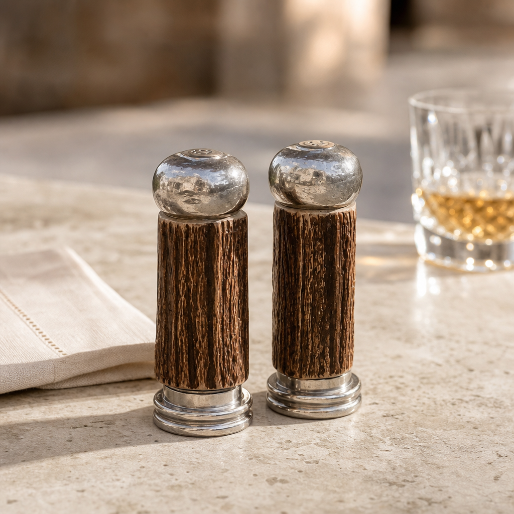 Antler with Pewter Salt & Pepper Set 3