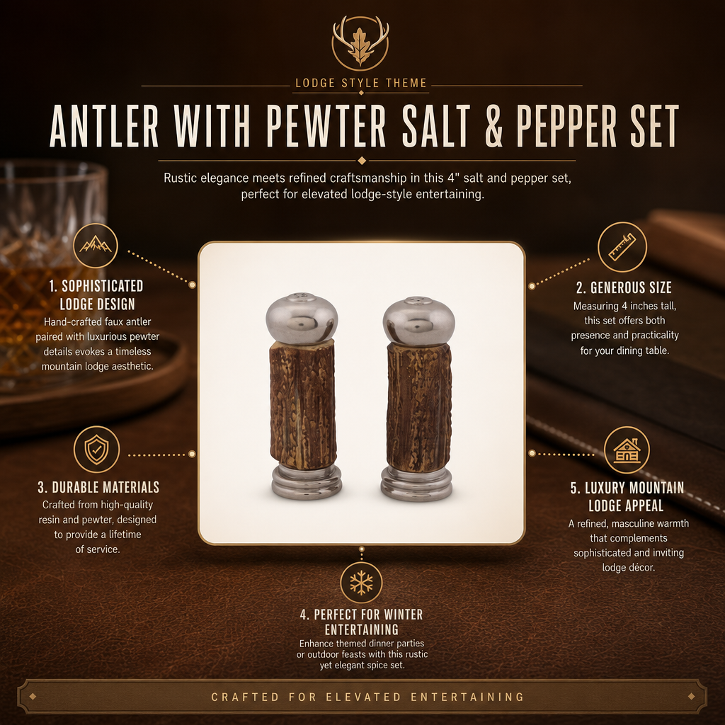 Antler with Pewter Salt & Pepper Set 7