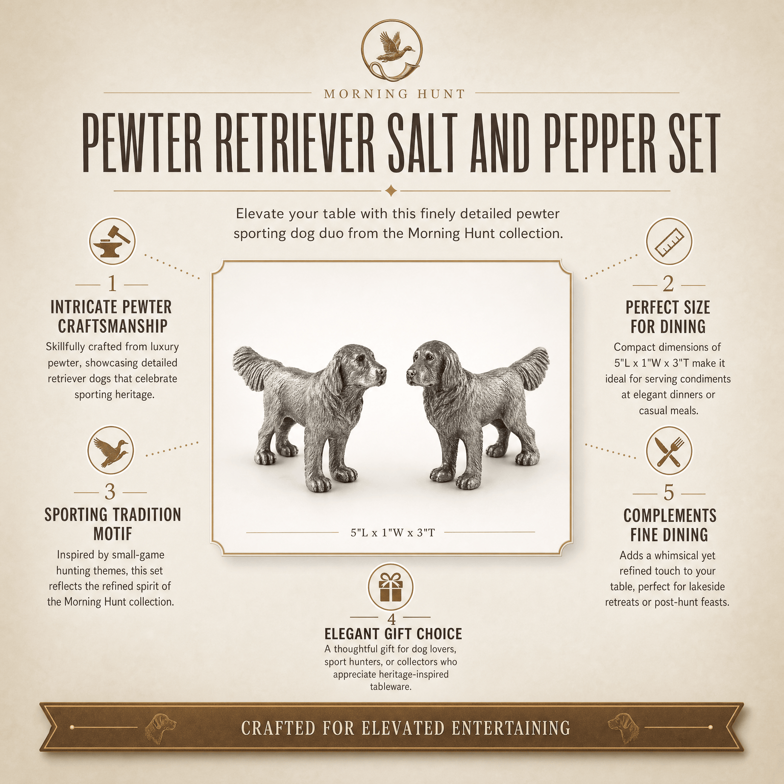 Pewter Retriever Salt and Pepper Set