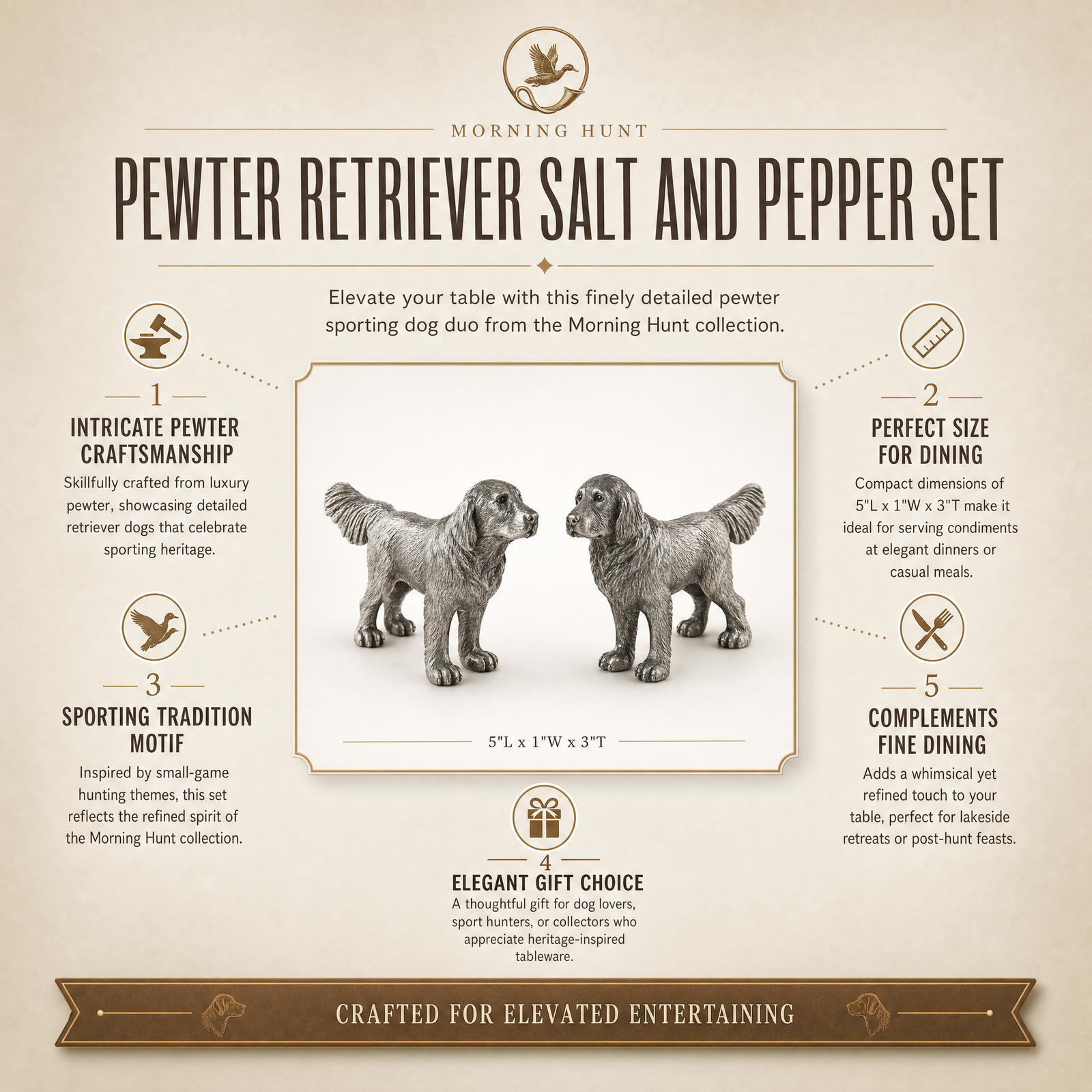 Pewter Retriever Salt and Pepper Set