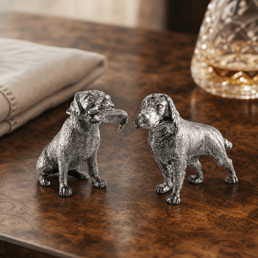 Pewter Hunting Dogs Salt & Pepper Set 1