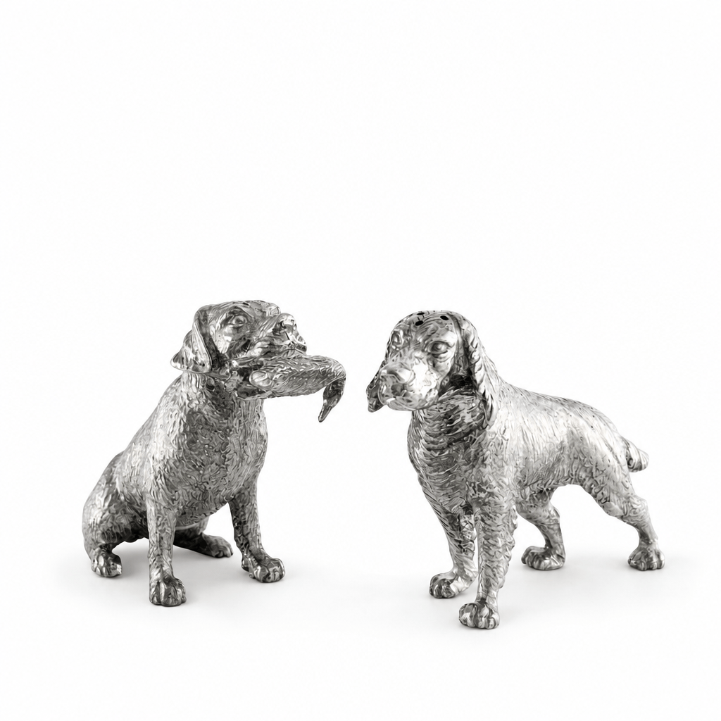 Pewter Hunting Dogs Salt &amp; Pepper Set 1