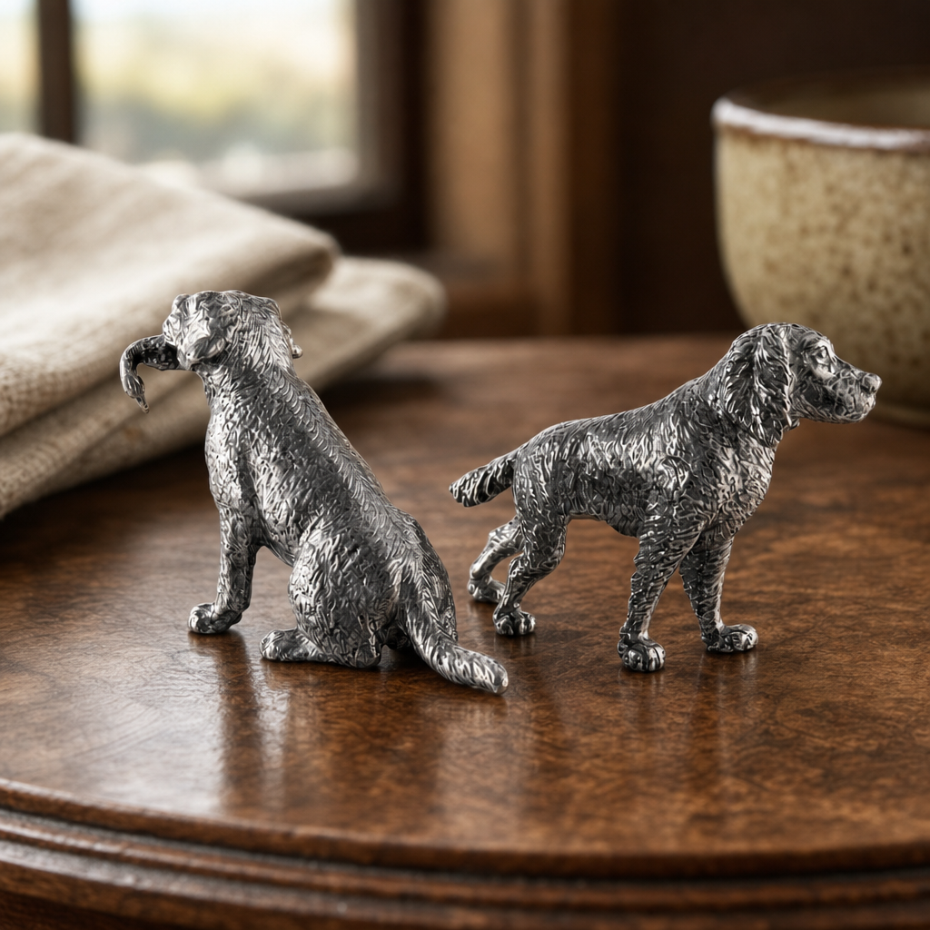 Pewter Hunting Dogs Salt & Pepper Set 5