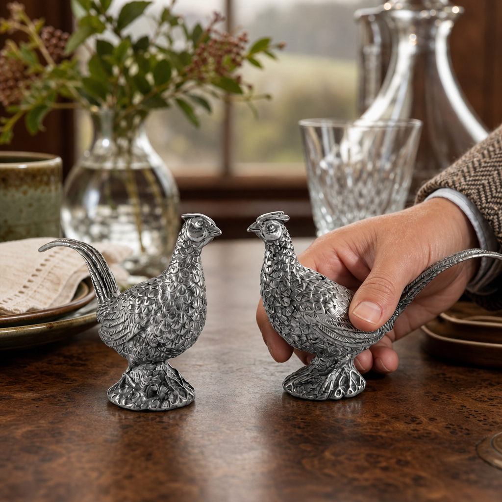 Pewter Pheasants Salt & Pepper Set 5
