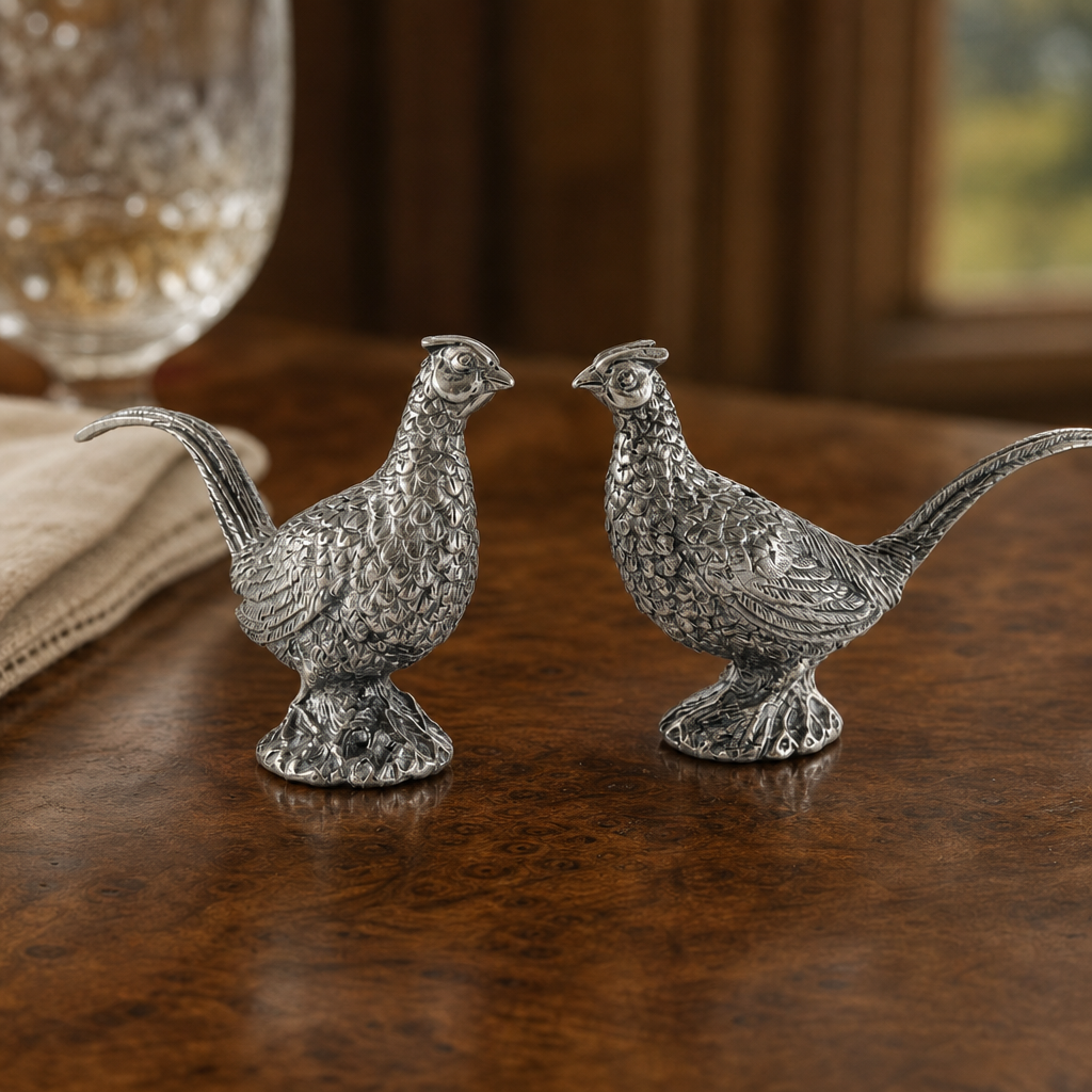 Pewter Pheasants Salt & Pepper Set 1