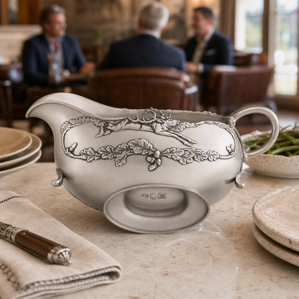 Noble Elk Pewter Gravy Boat 9