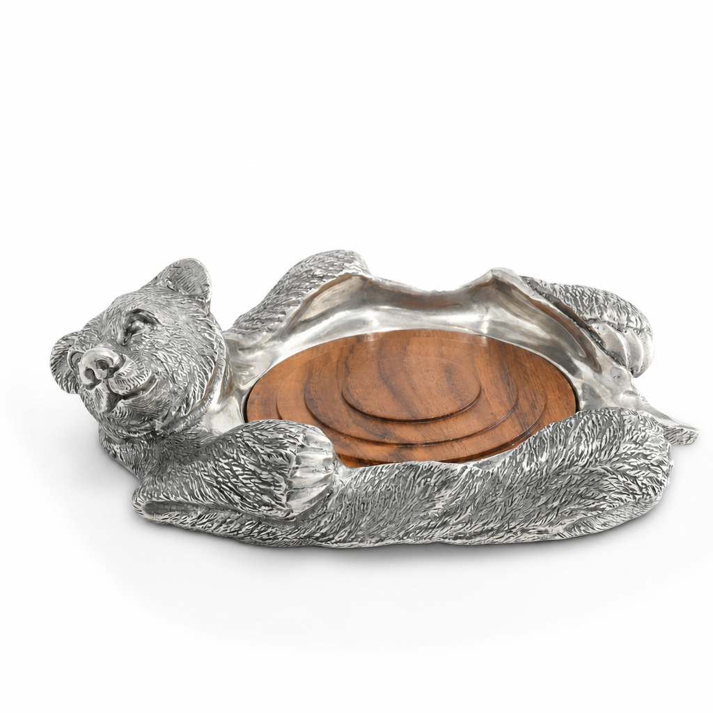 Pewter Bear Rug Wine Coaster 1
