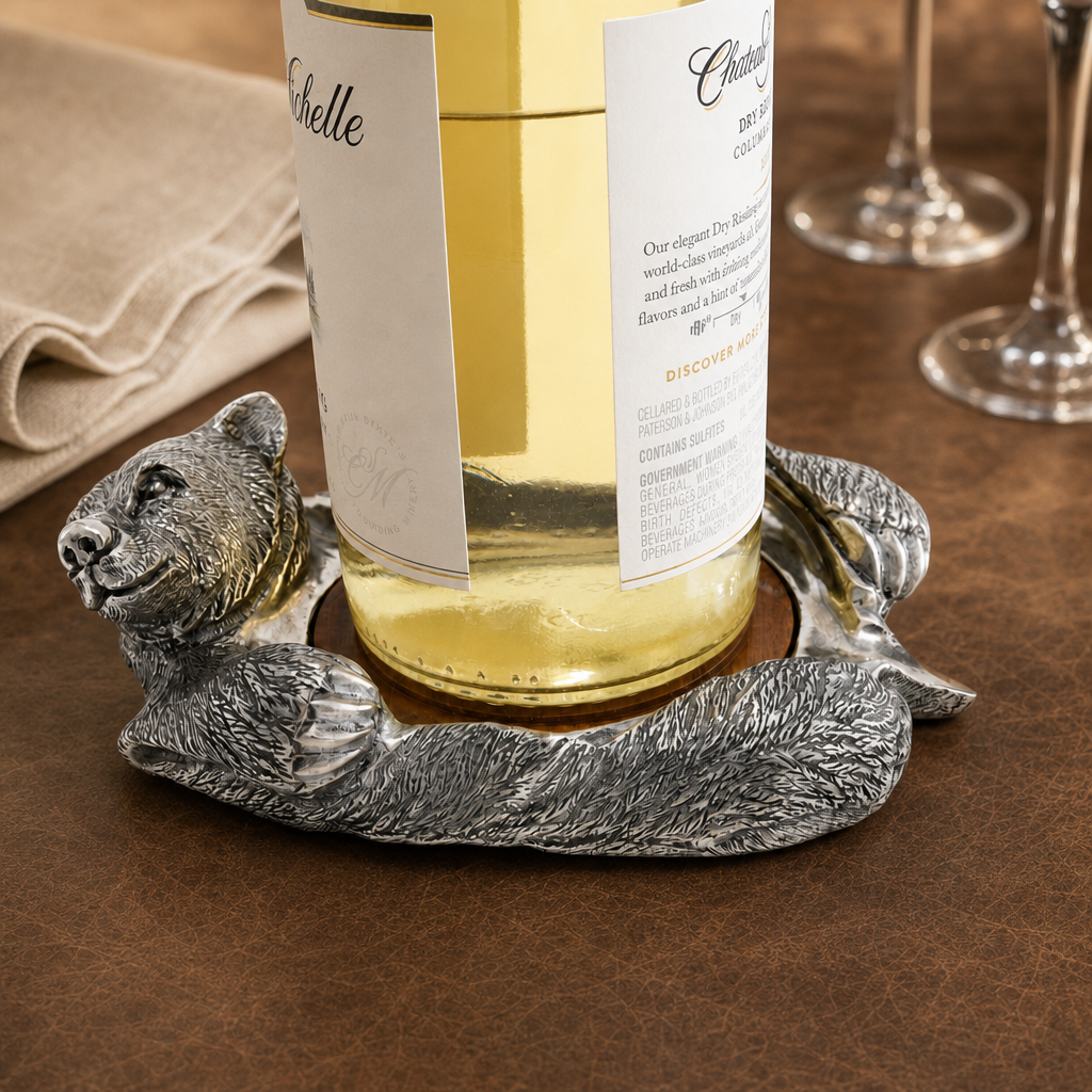 Pewter Bear Rug Wine Coaster 3