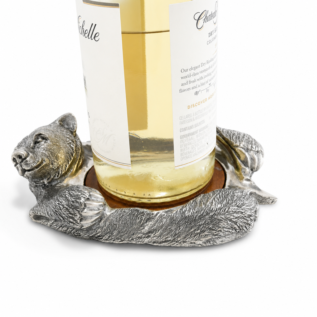 Pewter Bear Rug Wine Coaster 11