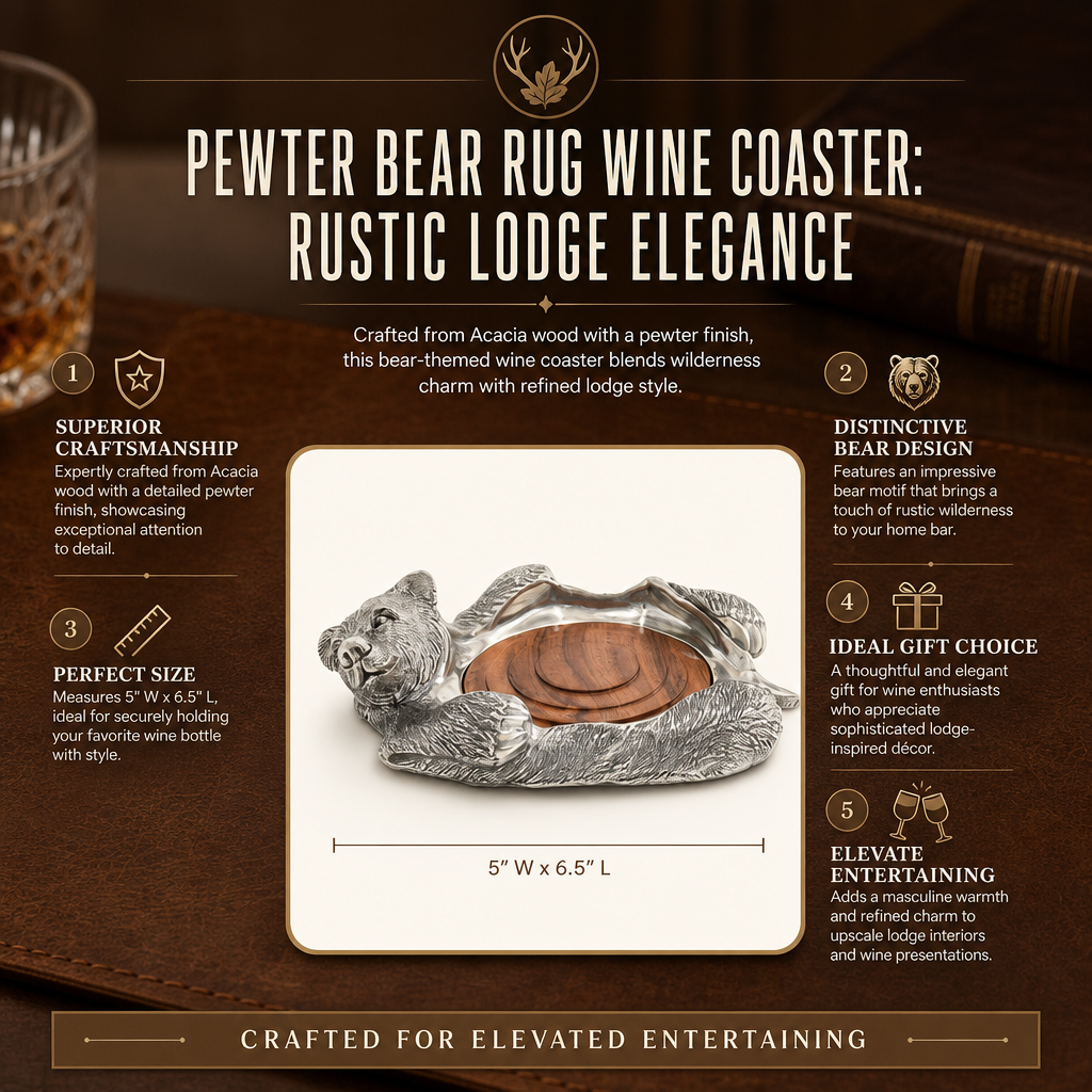 Pewter Bear Rug Wine Coaster 1
