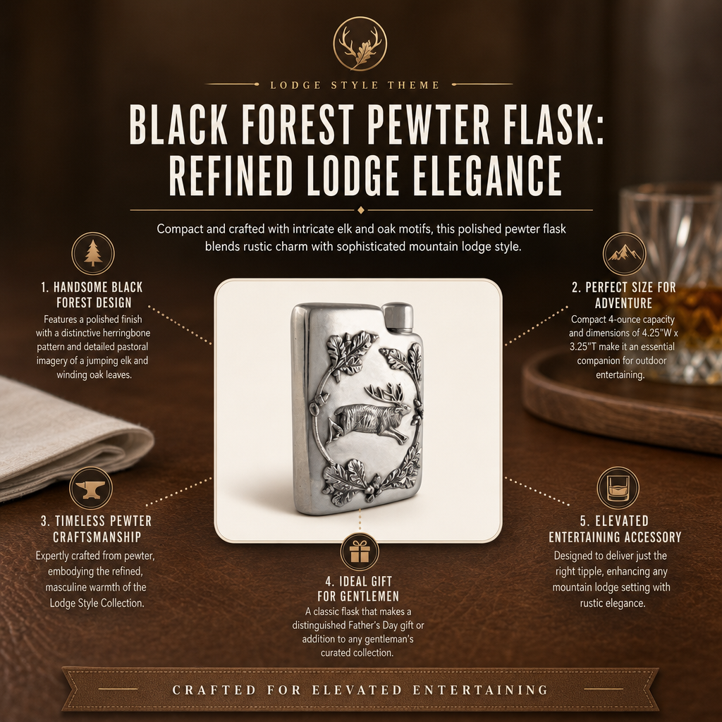 Black Forest Pewter Flask: Refined Lodge Elegance