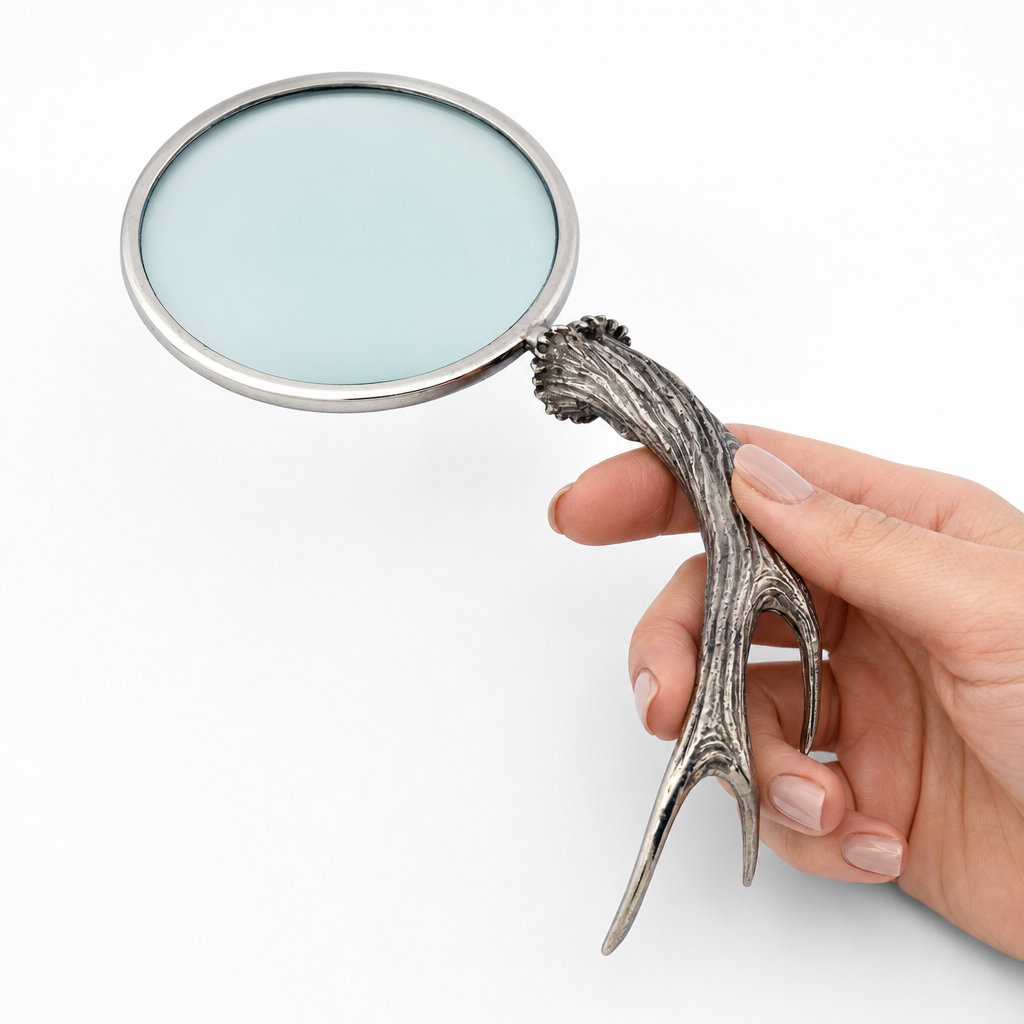 Pewter Antler Handle Magnifier 4 inches 8