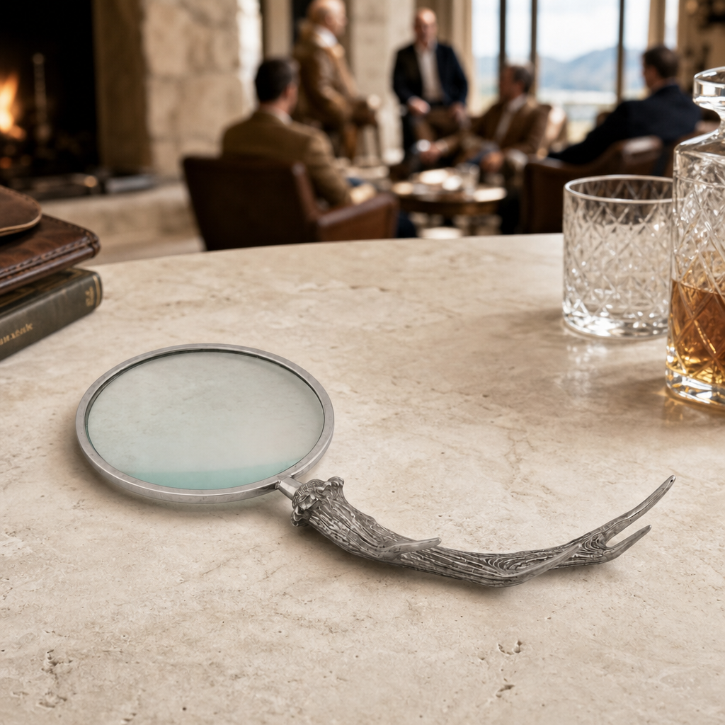 Pewter Antler Handle Magnifier 4 inches 7