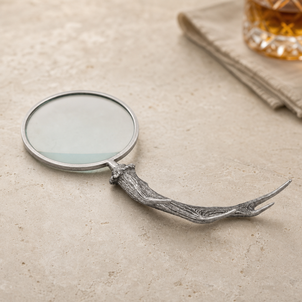 Pewter Antler Handle Magnifier 4 inches 4