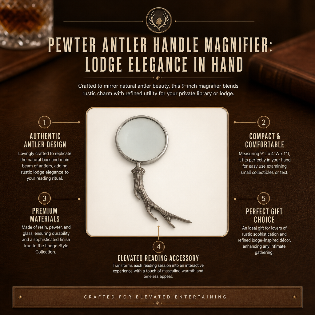 Pewter Antler Handle Magnifier: Lodge Elegance in Hand