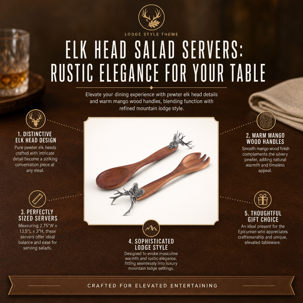 Elk Head Salad Servers: Rustic Elegance for Your Table